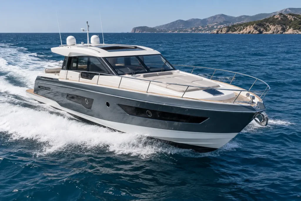Motor boat under way at sea