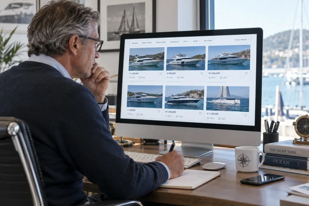 Anuncio de un barco en un portal náutico