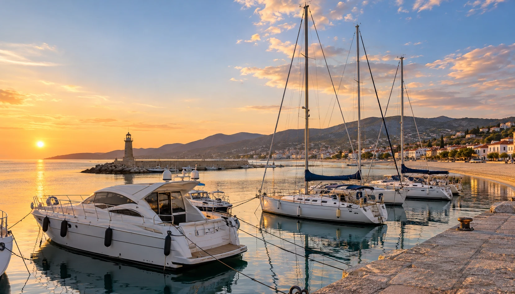 Greece coast with yachts at anchor, yacht brokers Greece
