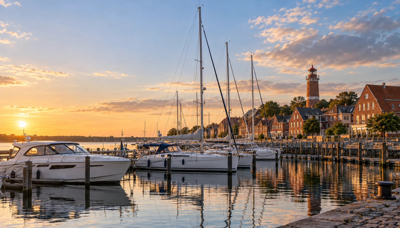 Yachts along a Germany harbour quay, sell my boat Germany