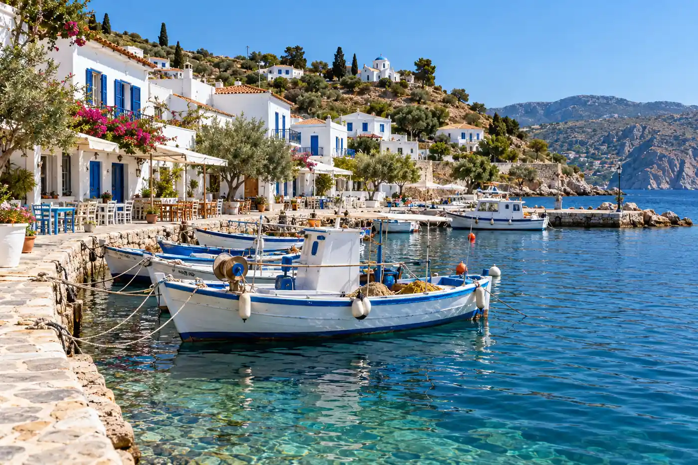 Small boat harbour in Greece