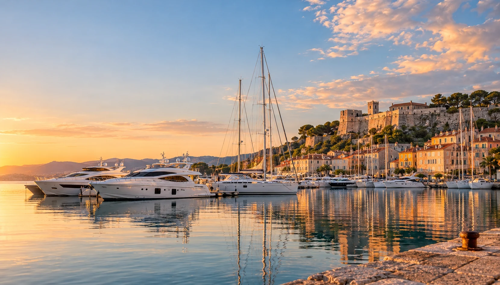Provence-Alpes-Côte d'Azur marina in France with moored yachts, yacht brokers Provence-Alpes-Côte d'Azur