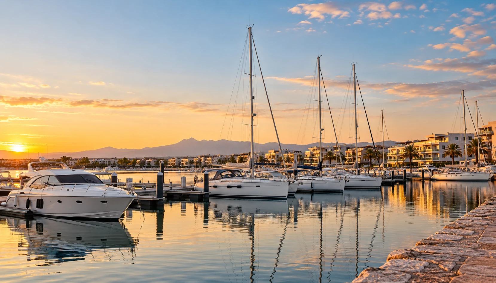 Occitanie marina in France with moored yachts, yacht brokers Occitanie