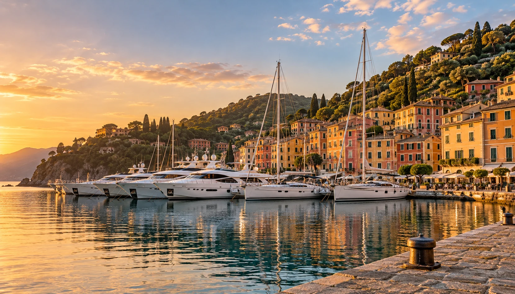 Campania marina in Italy with moored yachts, yacht brokers Campania