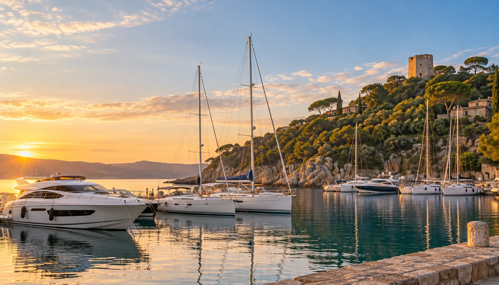 Tuscany marina in Italy with moored yachts, yacht brokers Tuscany