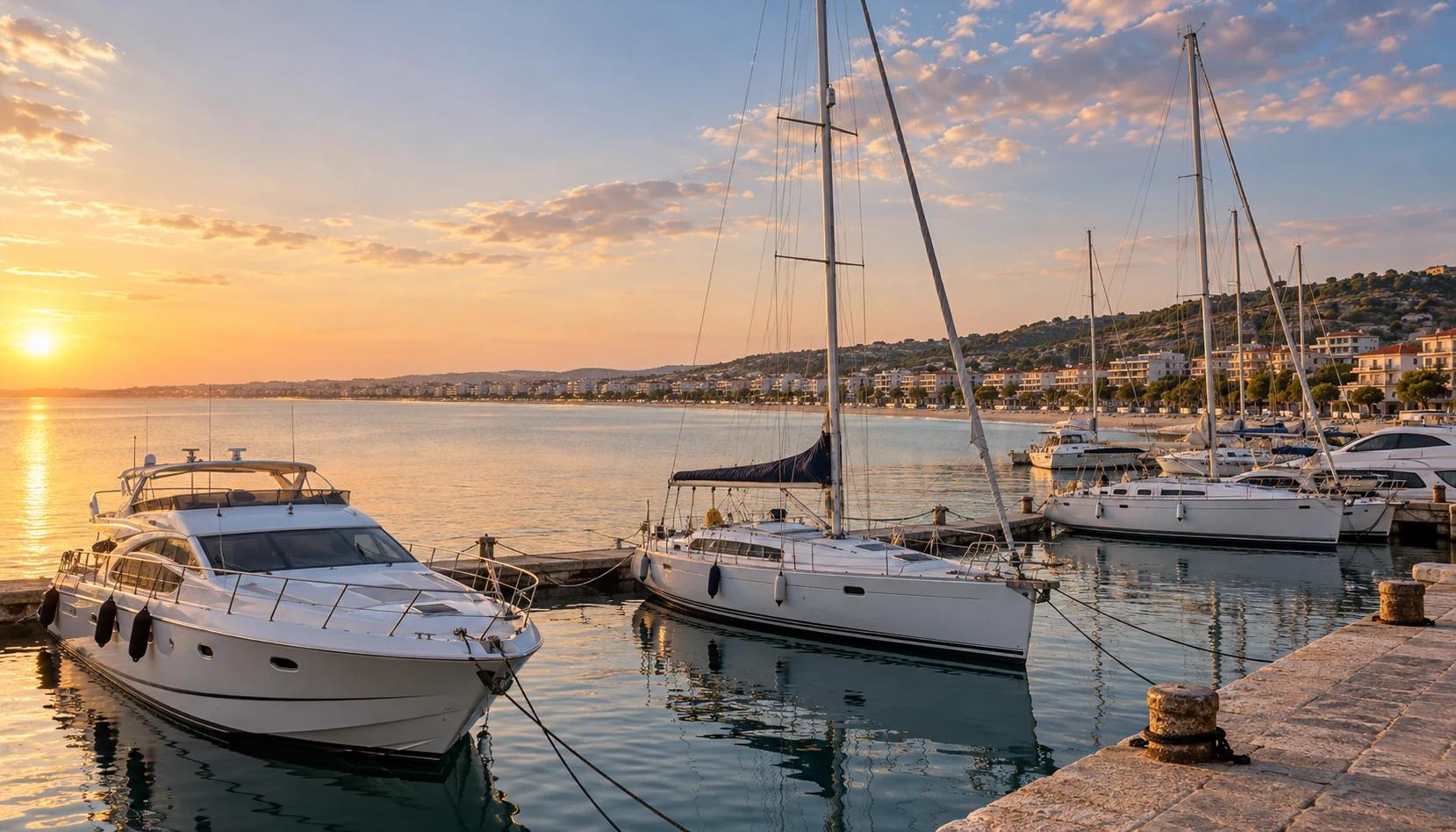 Yachts moored in a Albania marina, sell my boat Albania