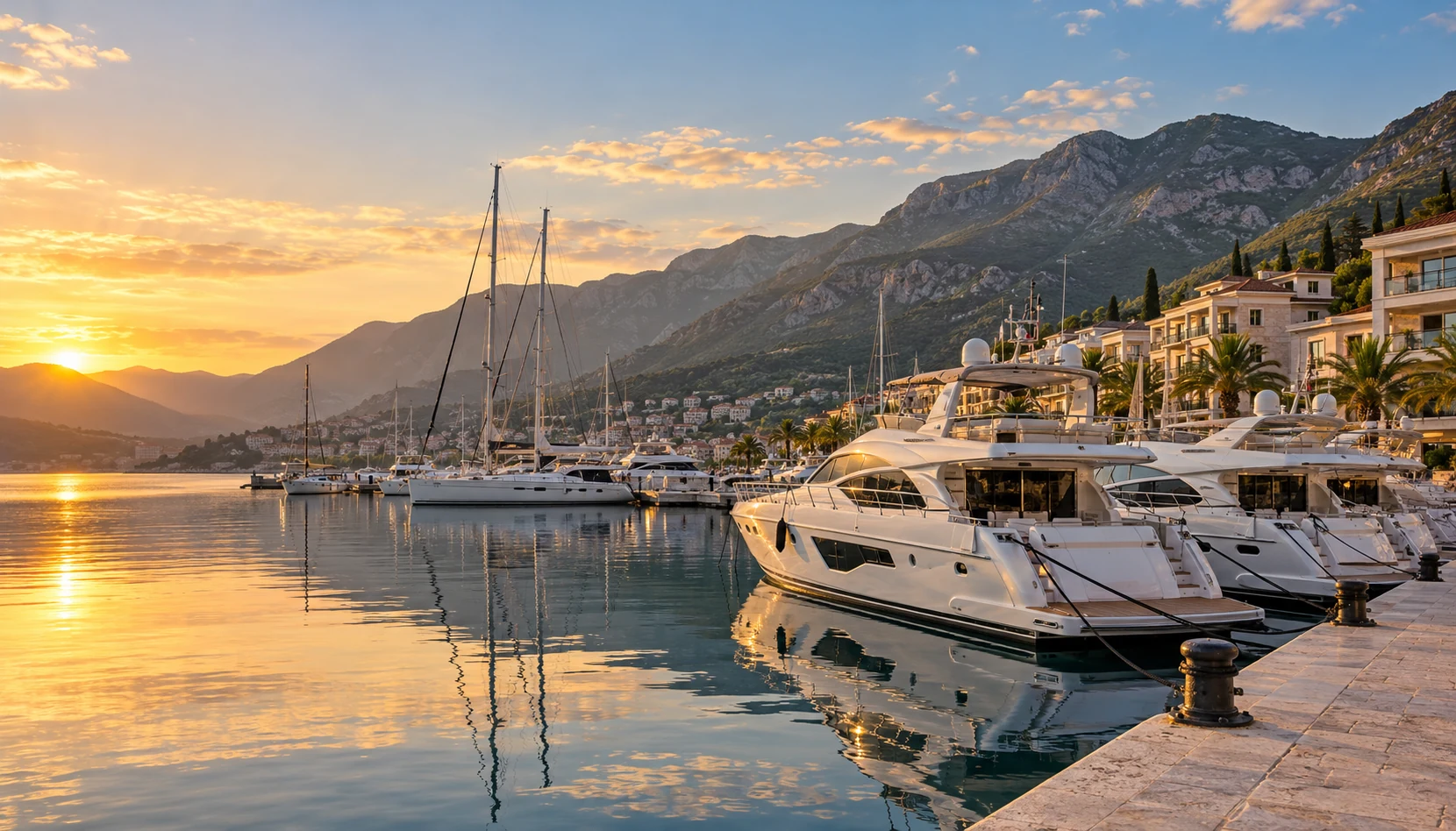 Yachts moored in a Montenegro marina, sell my boat Montenegro