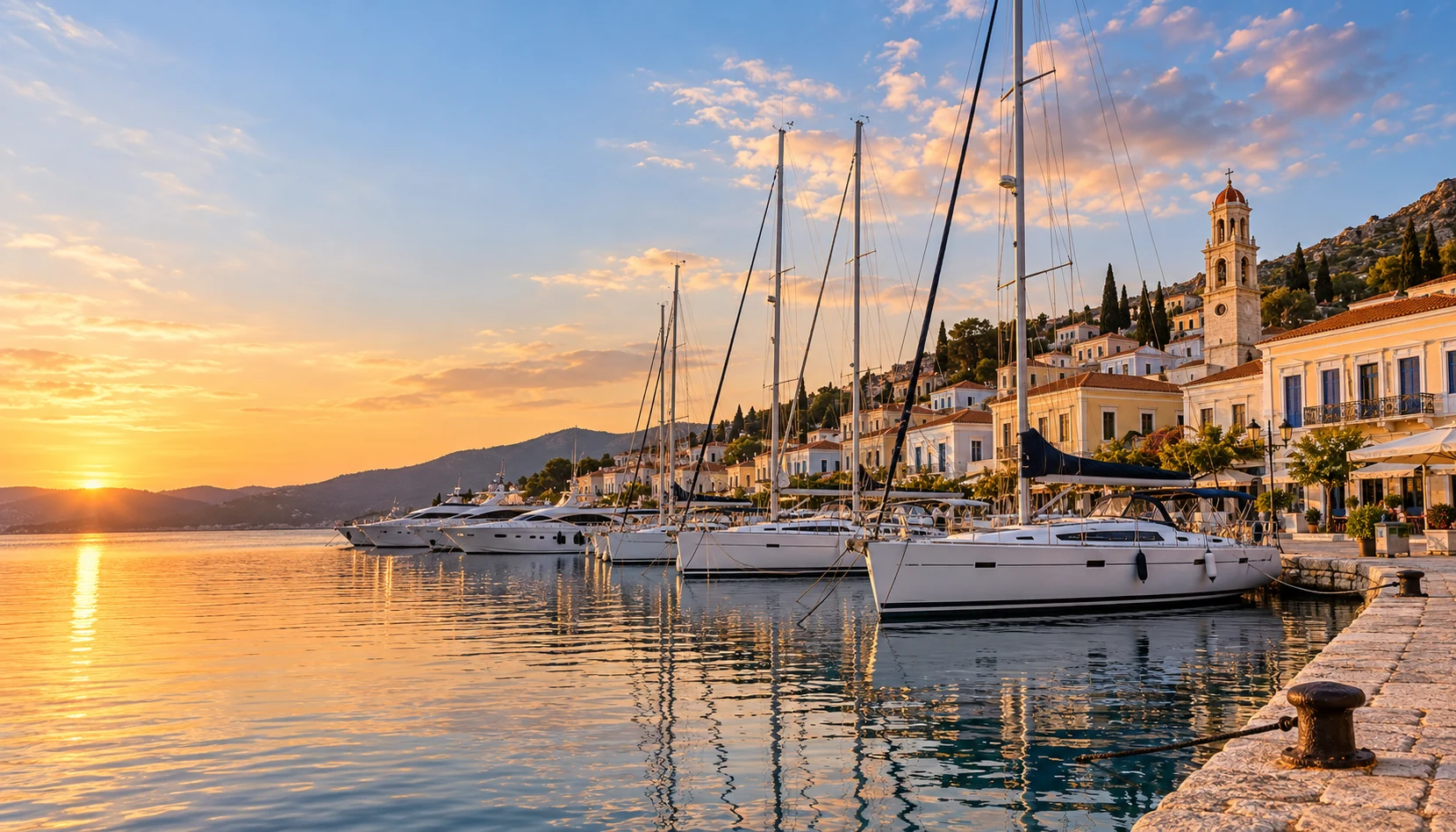 Yachts moored in a Greece marina, sell my boat Greece