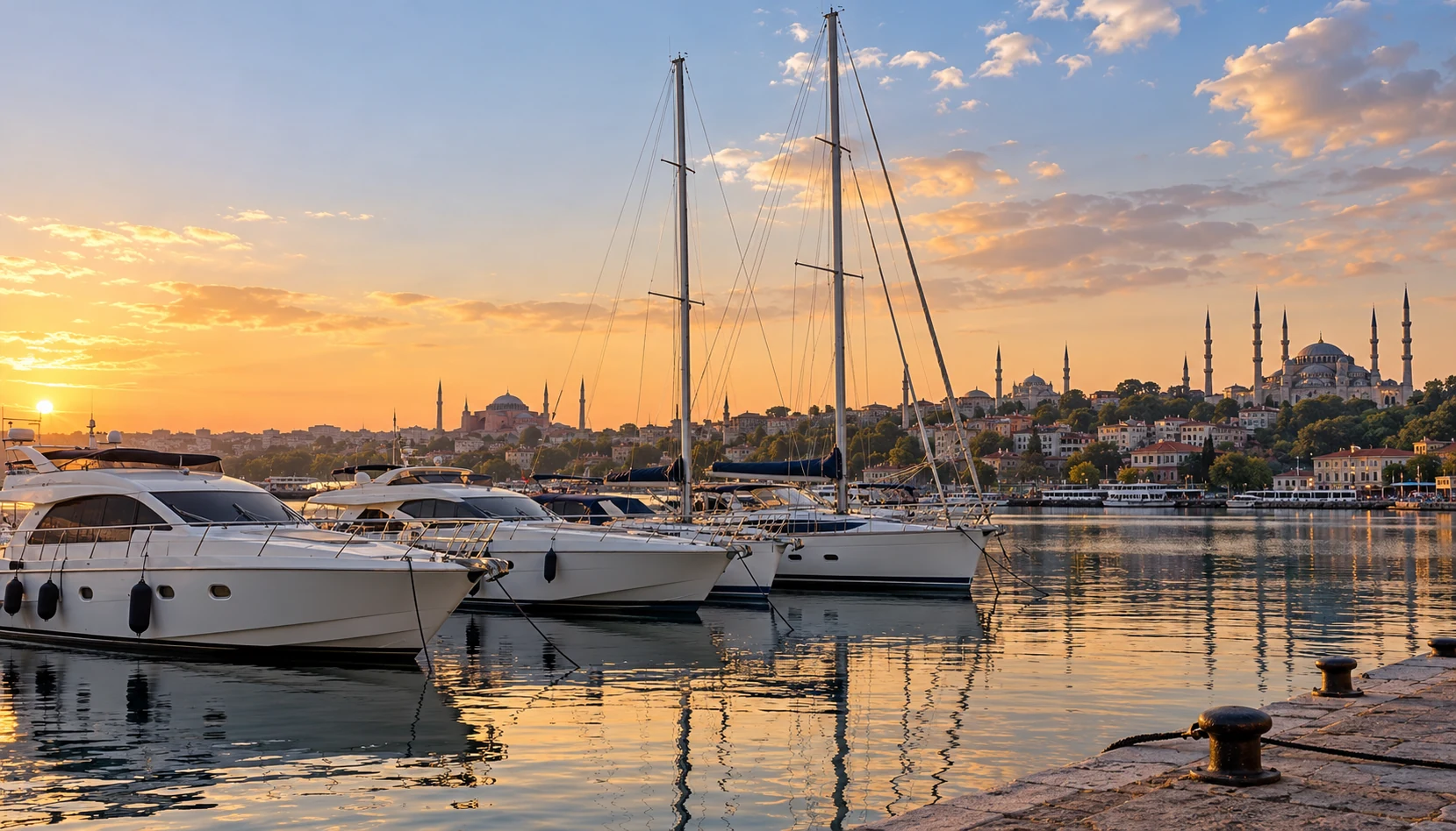 Istanbul and the Sea of Marmara marina in Turkey with moored yachts, yacht brokers Istanbul and the Sea of Marmara
