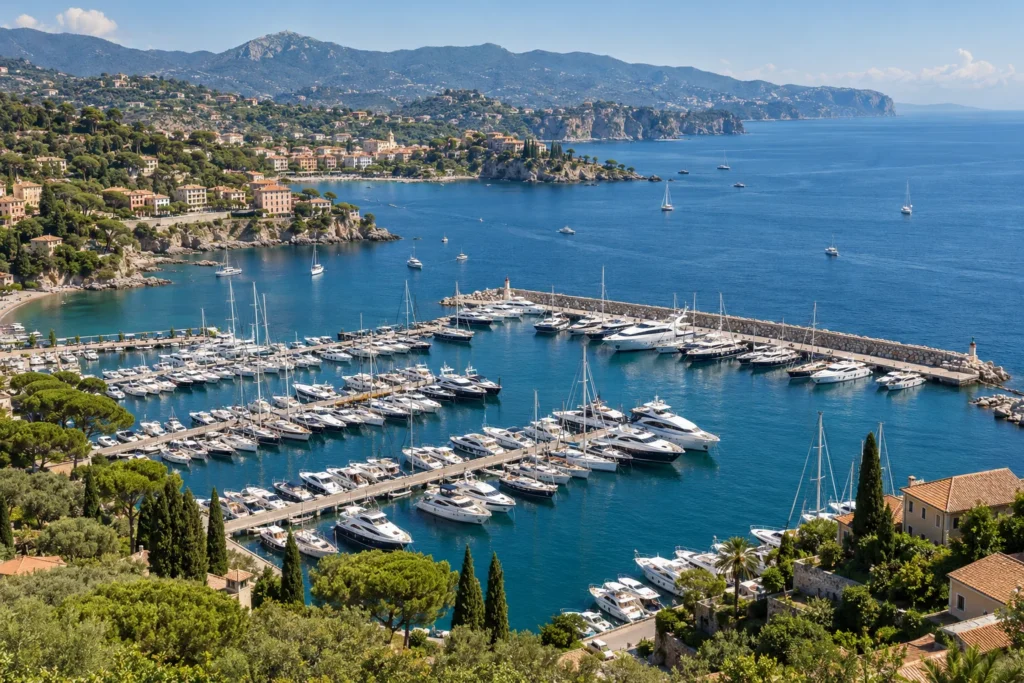 Italian coast and marina from the air